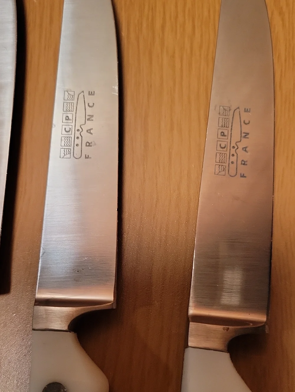 Set of 5 White Handle CP France Steak Knives